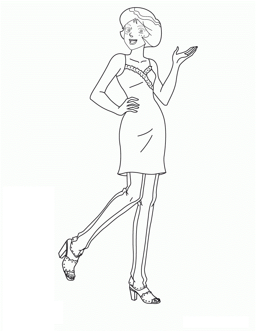 Kolorowanka Alex w prostej sukience